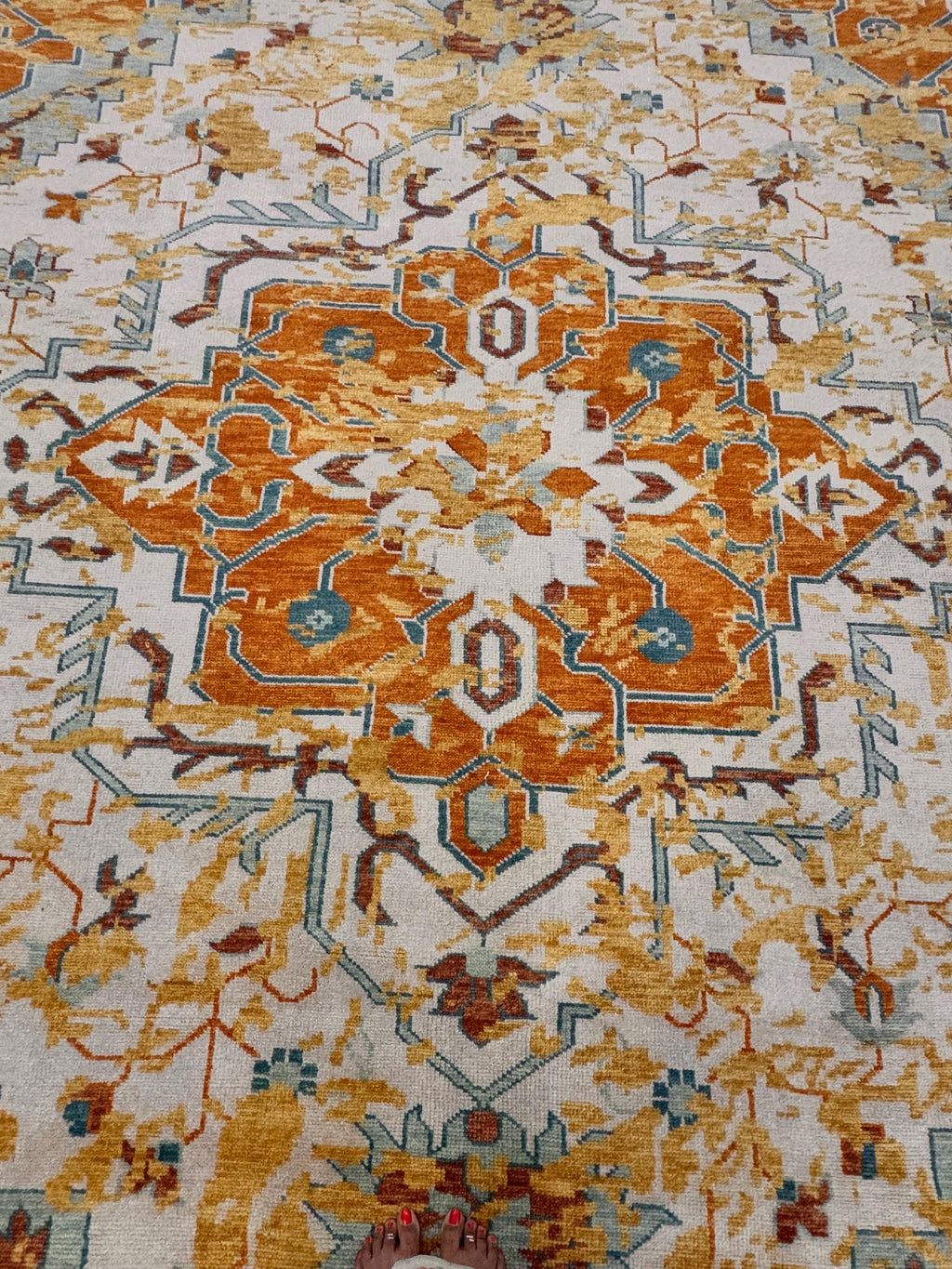 8x10 Hand-Knotted Rust & Sage Oushak Wool Rug | Modern Transitional Area Rug