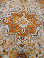 8x10 Hand-Knotted Rust & Sage Oushak Wool Rug | Modern Transitional Area Rug
