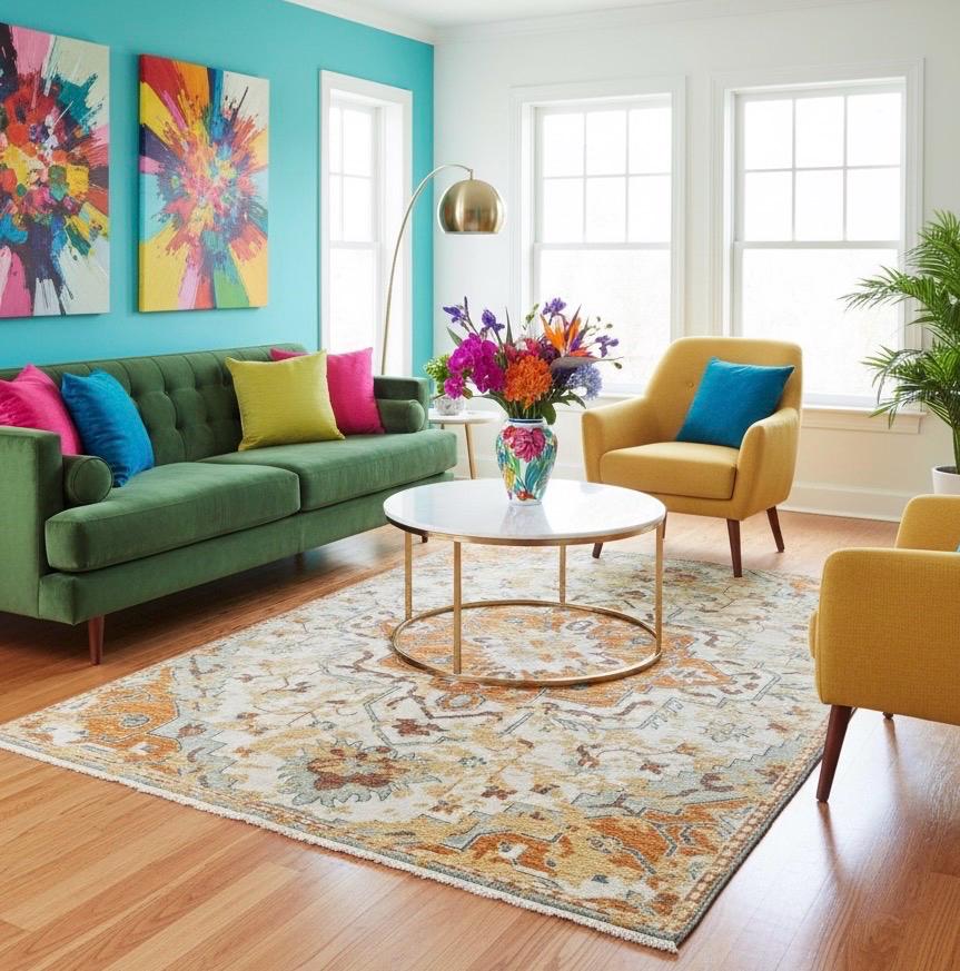 8x10 Hand-Knotted Rust & Sage Oushak Wool Rug | Modern Transitional Area Rug