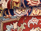 Hand-Knotted Red & Blue Area Rug Traditional Anatolian Design 8x10 Wool Living Room Rug