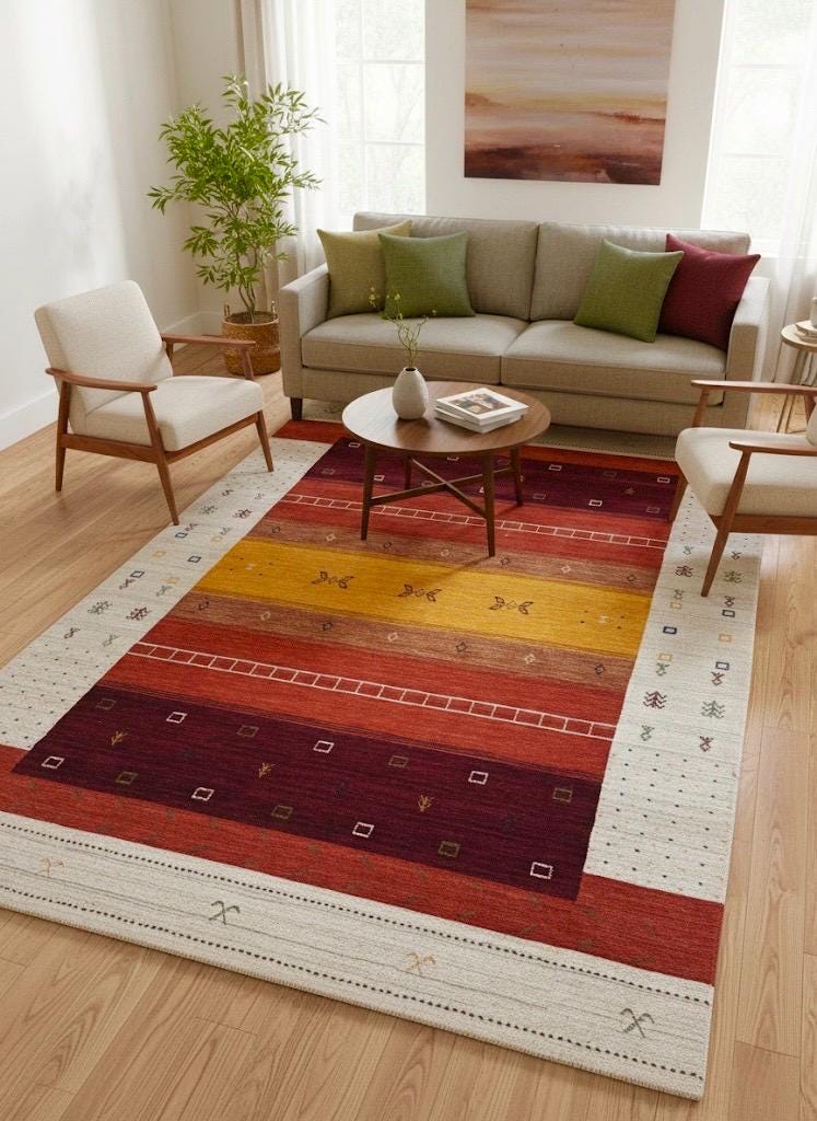 5x8 Vintage Persian Gabbeh Area Rug