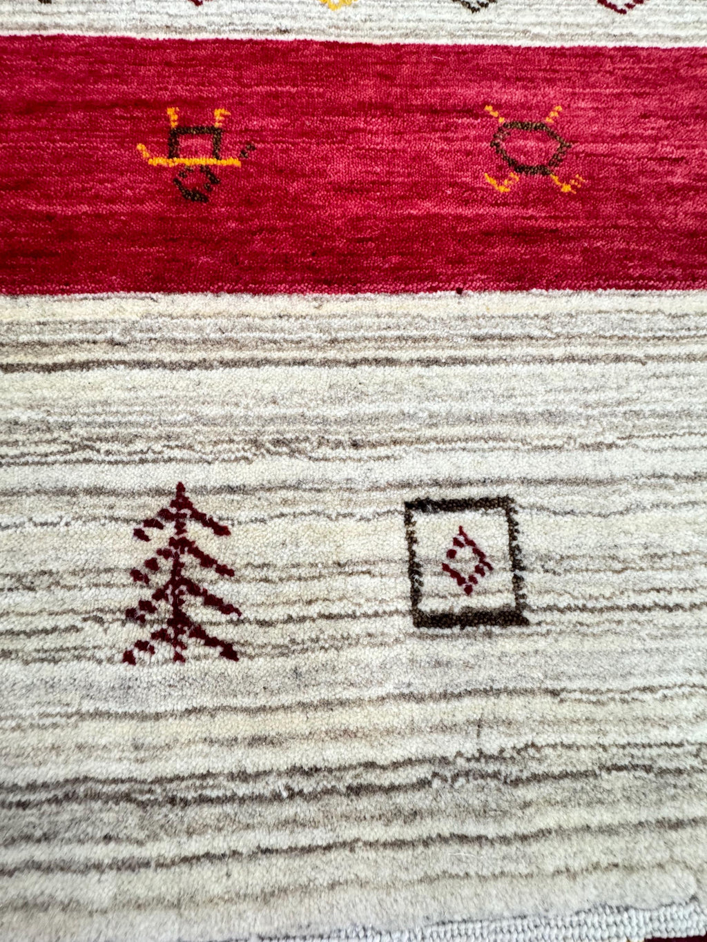 Modern Tribal Elegance: Handmade 8x9 Gabbeh Wool Rug