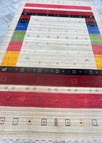 Modern Tribal Elegance: Handmade 8x9 Gabbeh Wool Rug