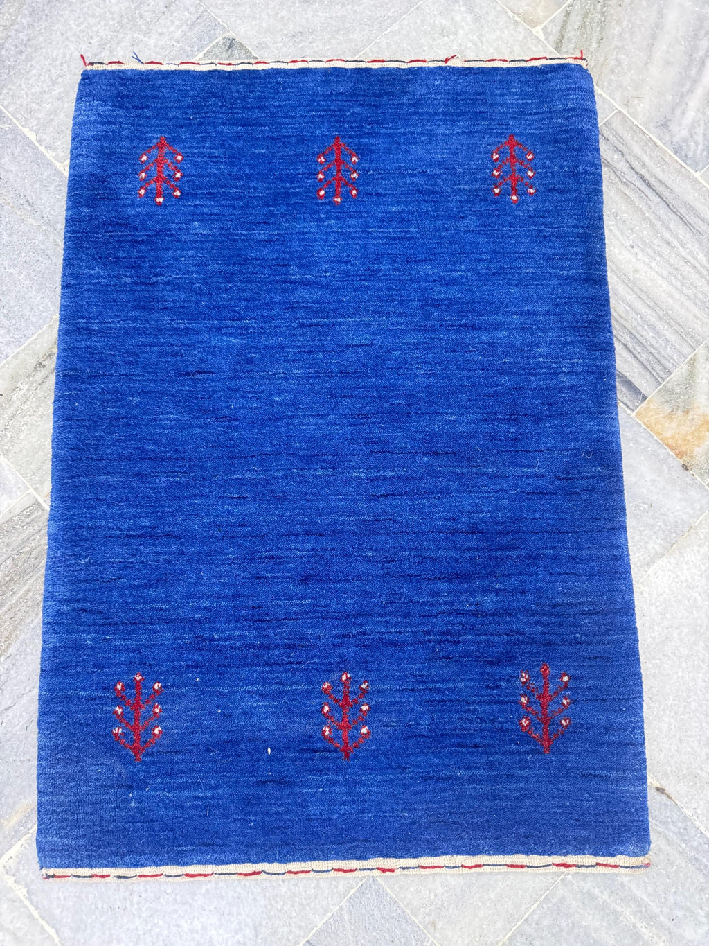 2x3 ft Colorful yellow, green, blue, brown Gabbeh Rug -Hand-Knotted Wool- Modern Tribal Bath Mats or Entryway Rugs Christmas Rug/Gift