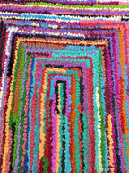 5x8 Multi-Color Recycled Cotton Rag Rug | Handmade Eco-Friendly Area Rug | Vibrant Boho Chindi Geometric boxes Pattern Floor Mat