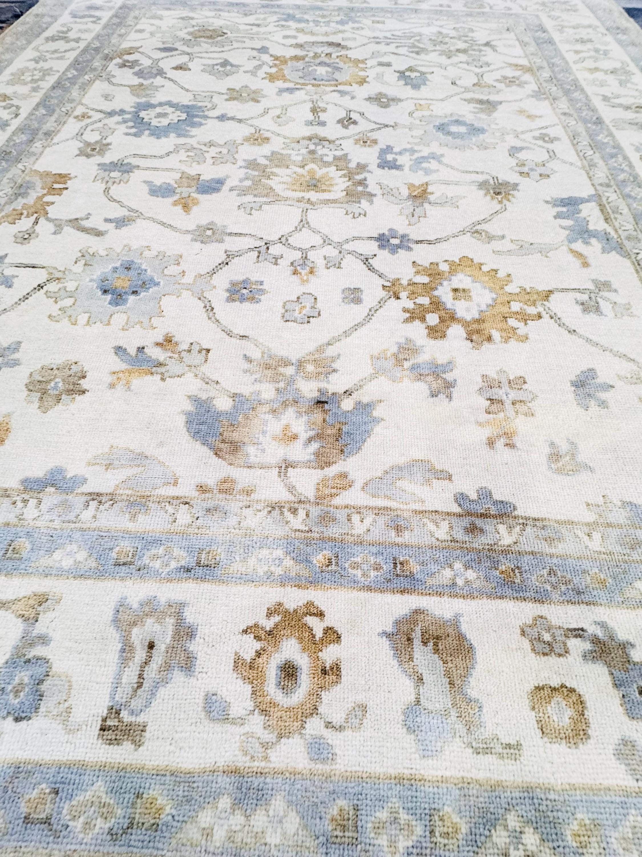 8x10 Distressed Oushak Hand-Knotted Wool Rug - Vintage Inspired