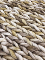 Handwoven Wool Braided Rug, Geometric Modern Design, Small Spaces