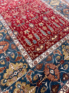 Traditional Persian-Style Hand-Knotted Wool Rug - 8x10 Red & Blue