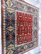 Traditional Persian-Style Hand-Knotted Wool Rug - 8x10 Red & Blue