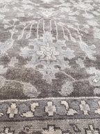8x10 Hand-Knotted Charcoal Oushak Wool Rug