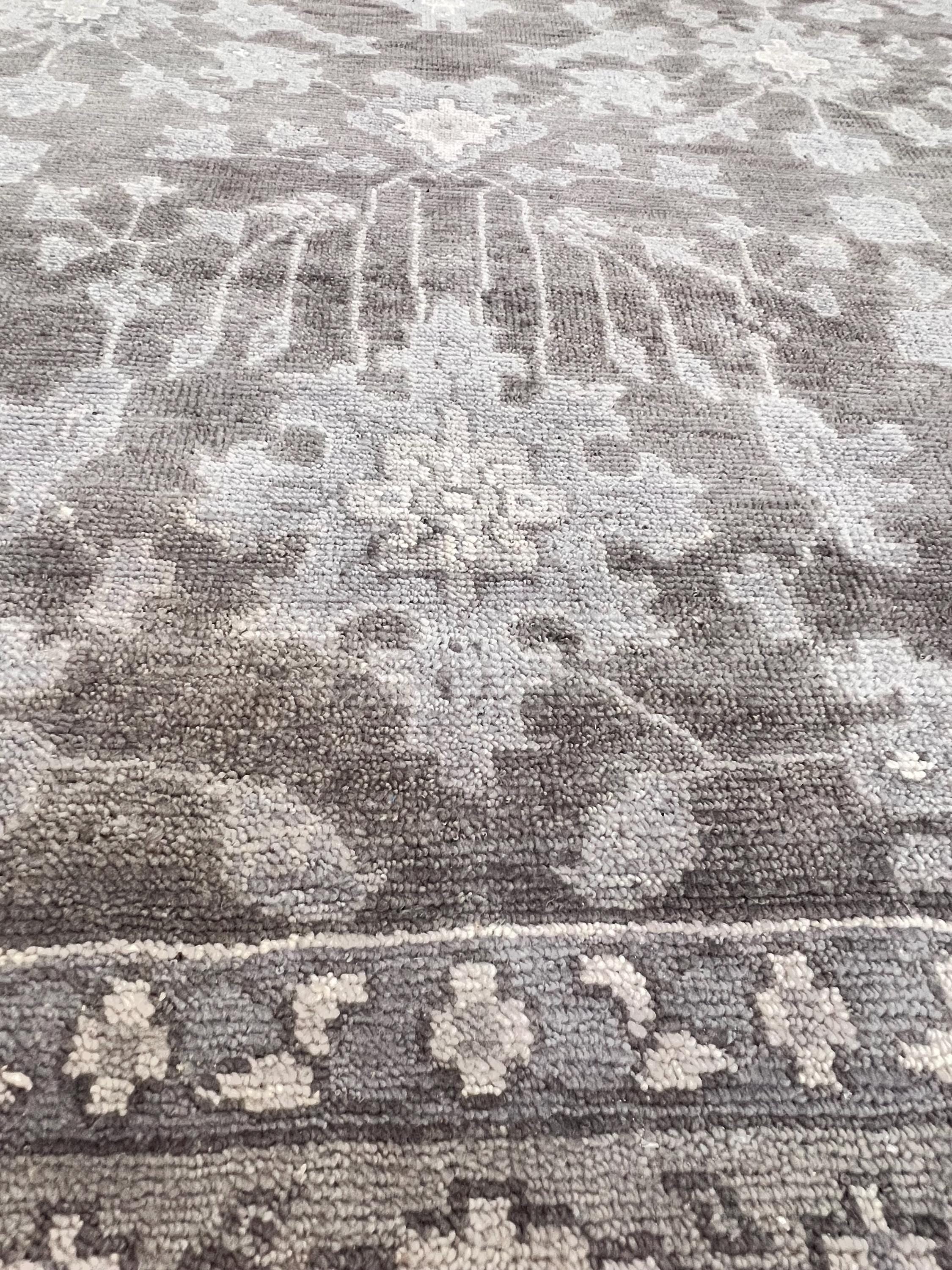 8x10 Hand-Knotted Charcoal Oushak Wool Rug