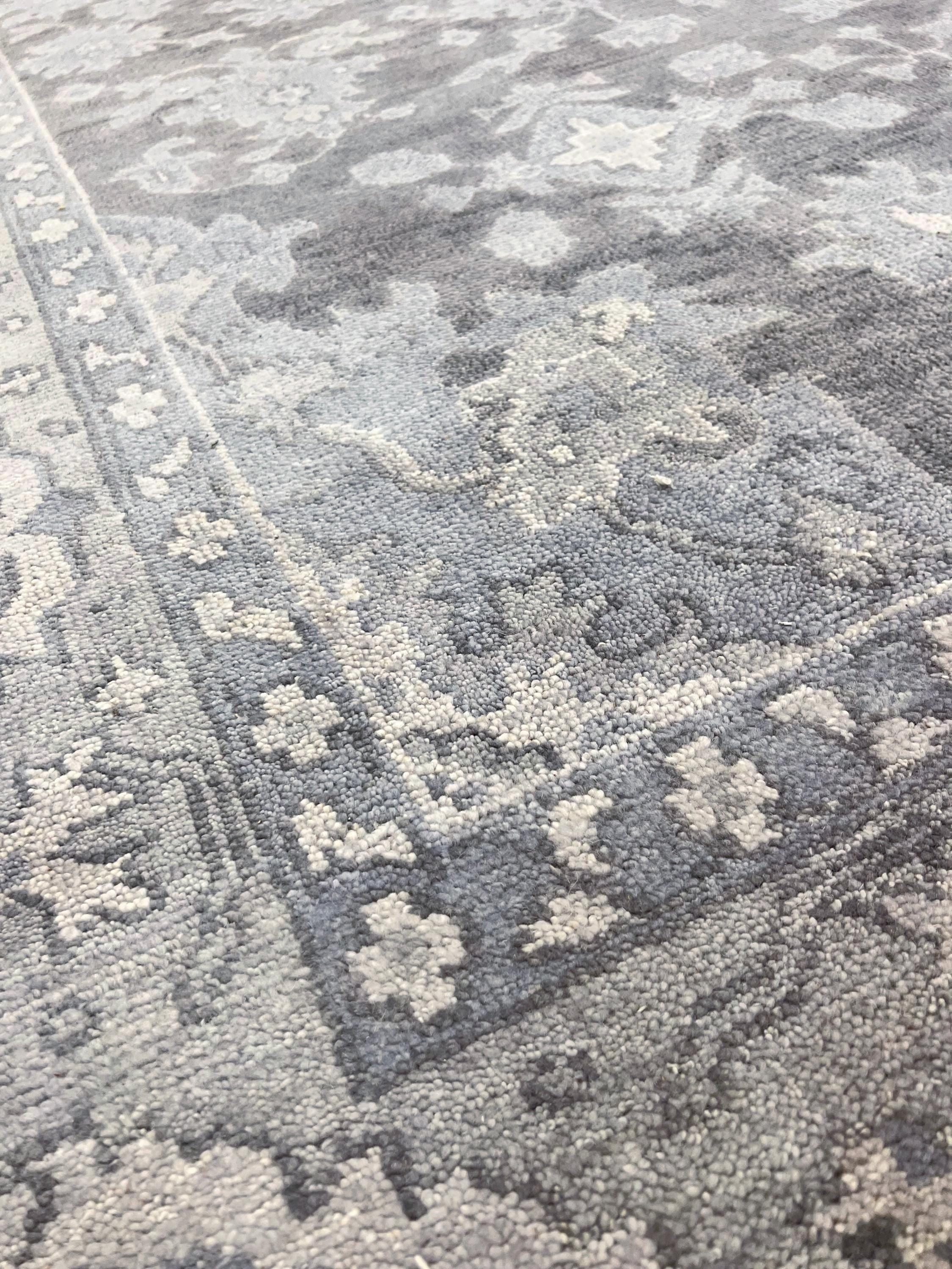 8x10 Hand-Knotted Charcoal Oushak Wool Rug