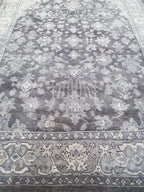 8x10 Hand-Knotted Charcoal Oushak Wool Rug