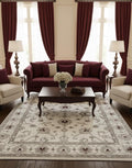 Ivory maroon Hand-Knotted Oushak Style 8x10 Wool Rug