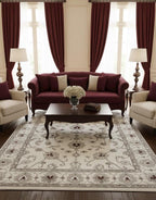 Ivory maroon Hand-Knotted Oushak Style 8x10 Wool Rug