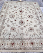 Ivory maroon Hand-Knotted Oushak Style 8x10 Wool Rug