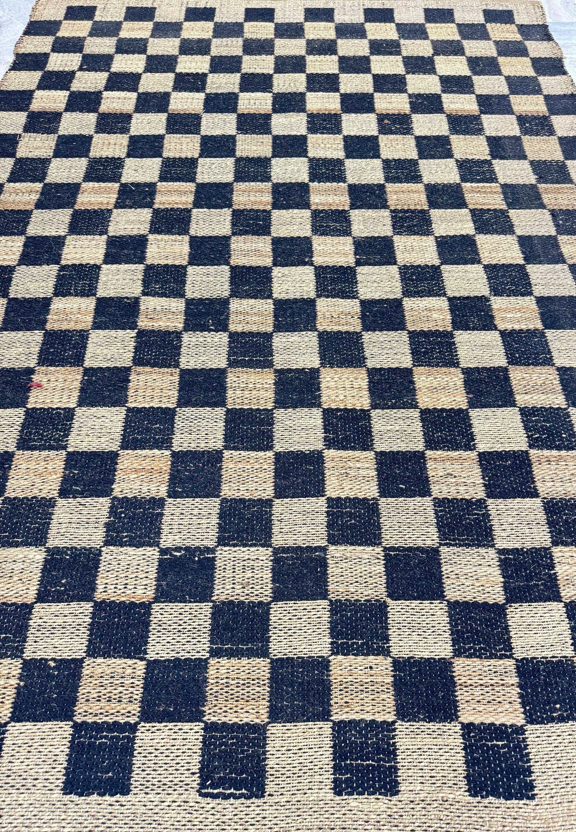6x8 Natural Classic Checkered Jute Area Rug