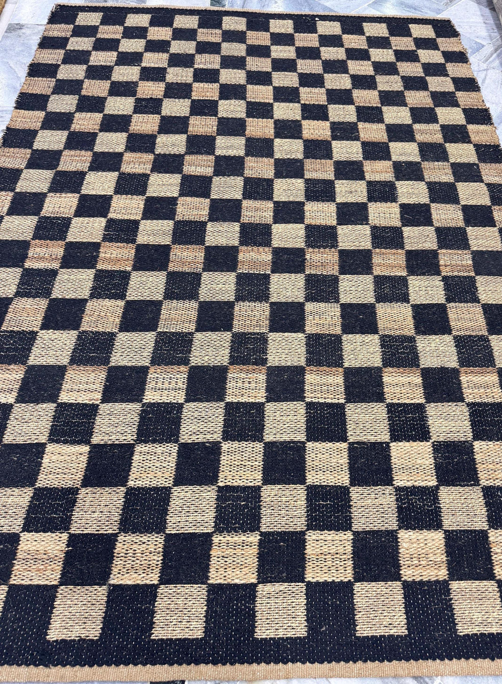 6x8 Natural Classic Checkered Jute Area Rug