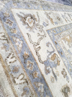 8x10 Distressed Oushak Hand-Knotted Wool Rug - Vintage Inspired