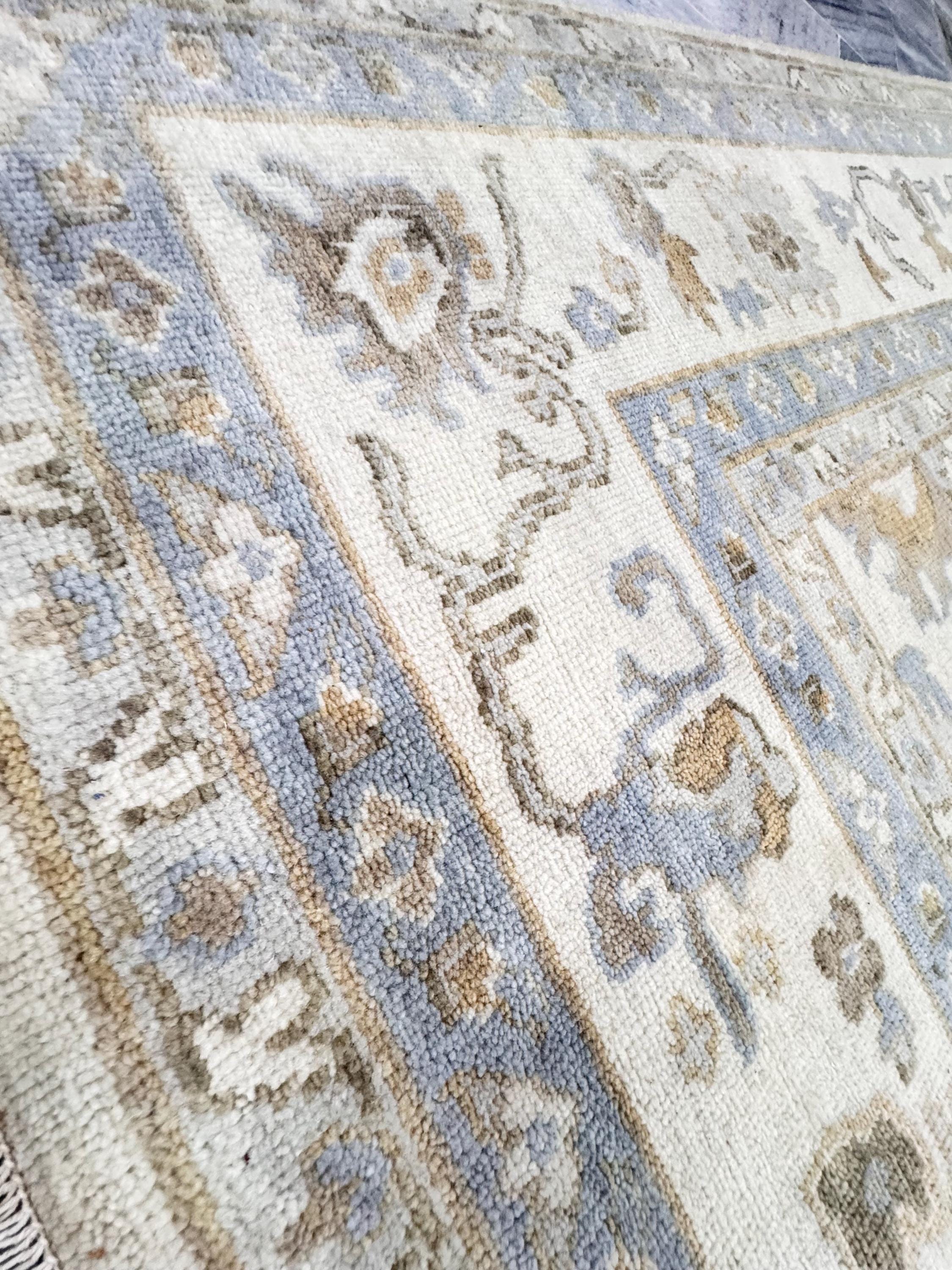 8x10 Distressed Oushak Hand-Knotted Wool Rug - Vintage Inspired