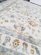 8x10 Distressed Oushak Hand-Knotted Wool Rug - Vintage Inspired