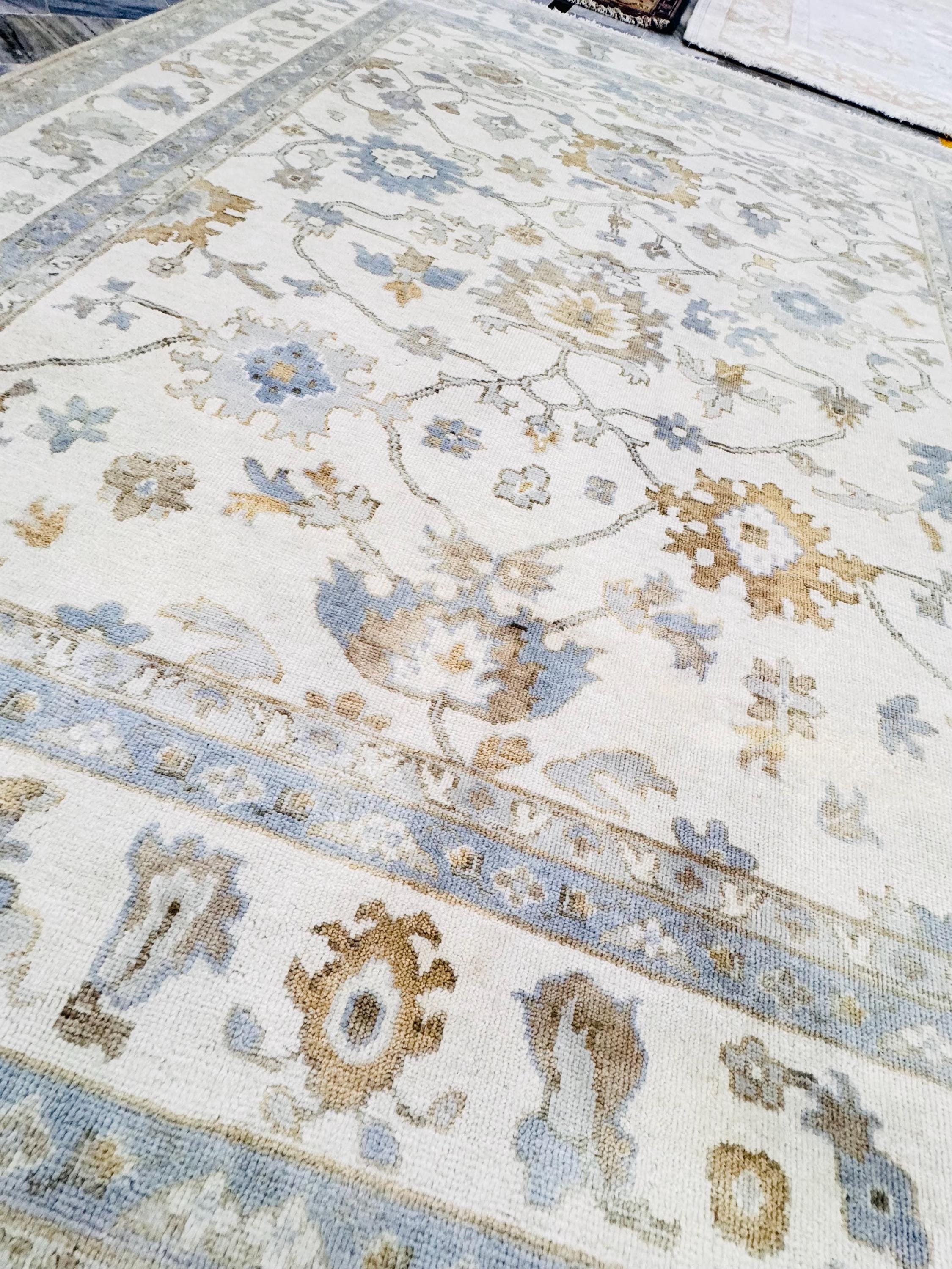 8x10 Distressed Oushak Hand-Knotted Wool Rug - Vintage Inspired