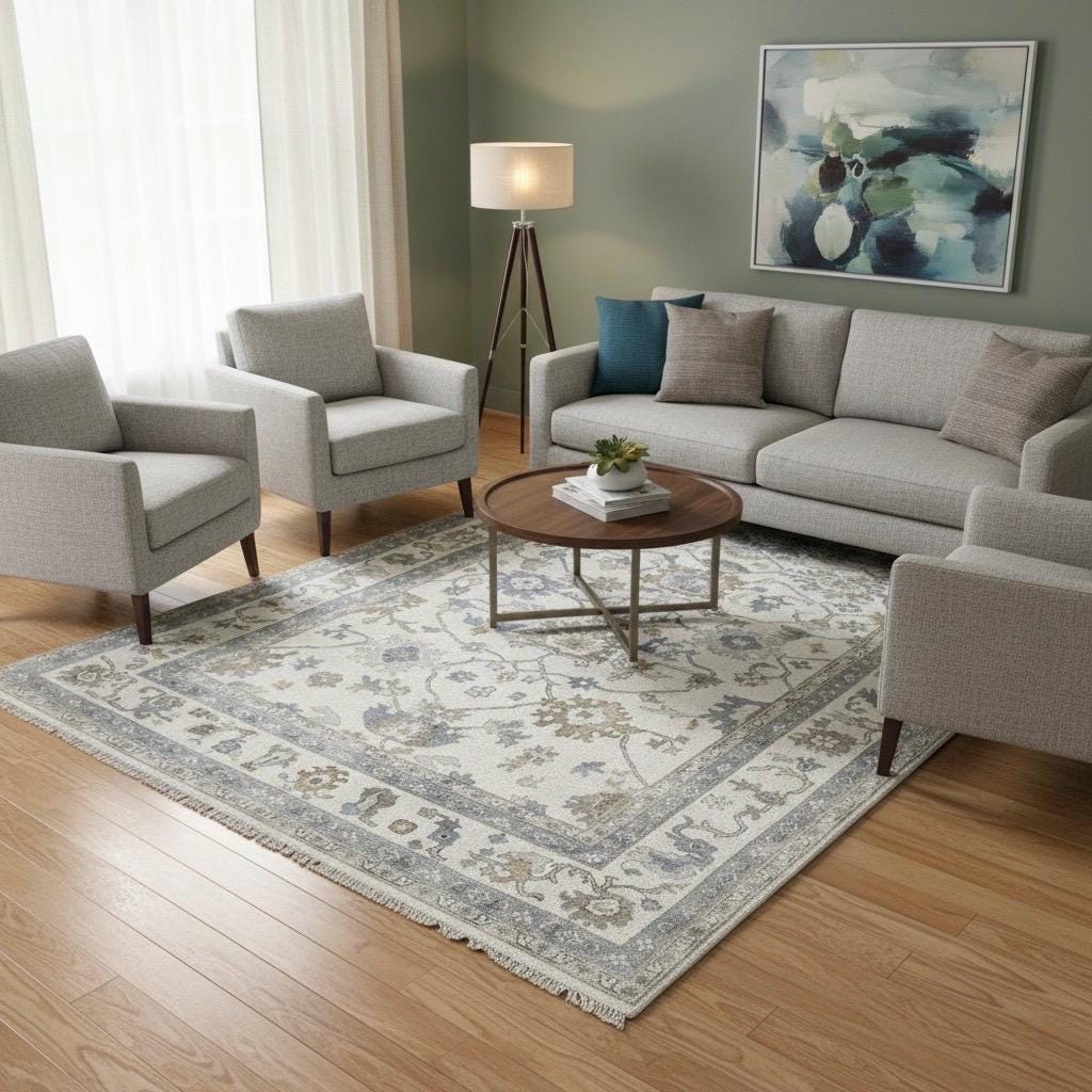 8x10 Distressed Oushak Hand-Knotted Wool Rug - Vintage Inspired