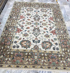 8x10 Vintage-Inspired Hand-Knotted Oushak Wool Rug | Earthy Sage & Terracotta