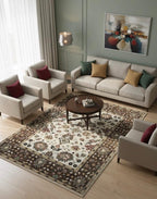 8x10 Vintage-Inspired Hand-Knotted Oushak Wool Rug | Earthy Sage & Terracotta
