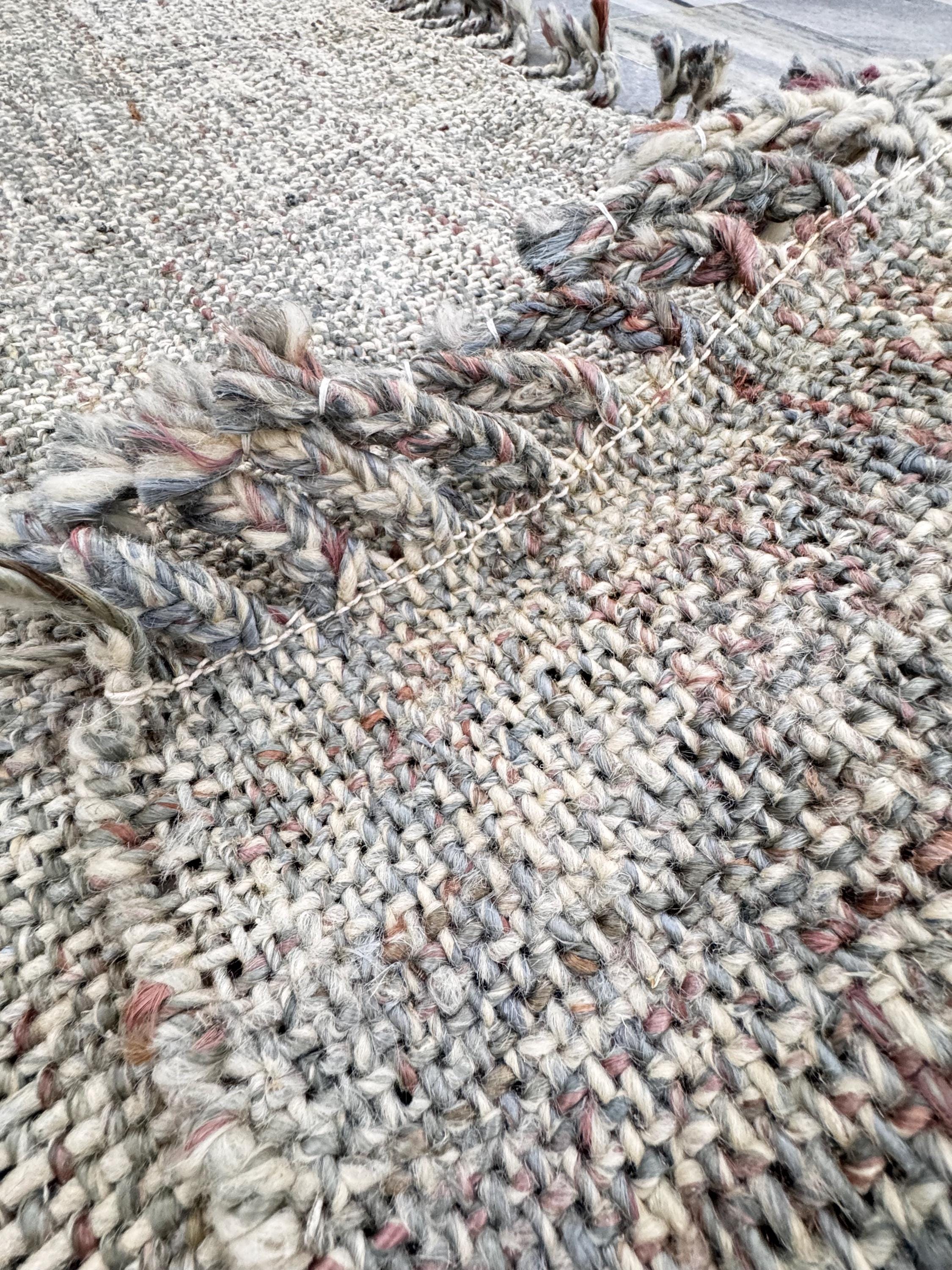 5x8 Hand-Braided Wool Jute Area Rug, Multi-Color Neutral Jute Mat