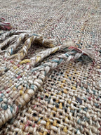 5x8 Hand-Braided Jute Area Rug, Chunky Knit Multi-Color Floor Mat, Bohemian Rustic Farmhouse