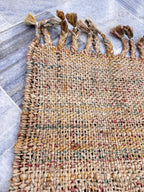 5x8 Hand-Braided Jute Area Rug, Chunky Knit Multi-Color Floor Mat, Bohemian Rustic Farmhouse