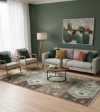 5x8 Hand Knotted Navajo Tribal Geometric Area Rug | Earth Tones, Brown, Sage Green, & Ivory Wool for living room