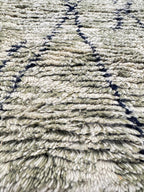 Hand Tufted Moroccan Style Shag 5.2x8 Rug | Olive green with Black Geometric Lines | Plush Wool Feel Area Rug