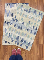 2'x3' Abstract Hand-Tufted Area Rug Modern Blue Green Ivory Accent Rugs Small Wool Entryway, kitchen area, accent corner, Doormat