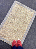 2x3 Hand-Tufted Woven Accent Rug Blue & Olive Grid Design Small Textured Farmhouse Entry Mat Small Area Rug for Entryway, kitchen