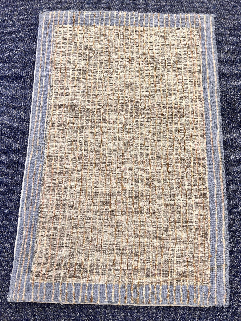 2x3 Hand-Tufted Woven Accent Rug Blue & Olive Grid Design Small Textured Farmhouse Entry Mat Small Area Rug for Entryway, kitchen