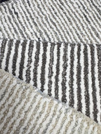 2x3 Hand-Tufted Wool and bamboo silk Accent Rugs Stripe Pattern Modern Grey Ivory Textured Small Wool Entryway, kitchen area, unique doormat