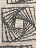 2x3 Modern Geometric Spiral Handwoven High-Low Rug Abstract charcoal Black beige Textured small Area Rug Entryway Neutral Home Decor Doormat