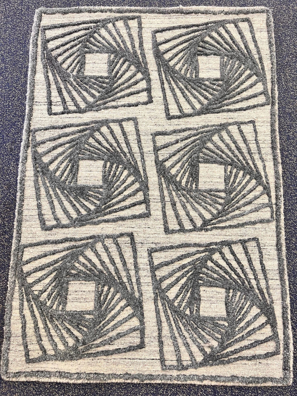 2x3 Modern Geometric Spiral Handwoven High-Low Rug Abstract charcoal Black beige Textured small Area Rug Entryway Neutral Home Decor Doormat