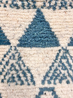 2x3 Hand-Knotted Moroccan Accent Rug 2x3 Natural Ivory & Blue Geometric Wool Rug Small Area Rug, bedside rug, doormat, under chair rug