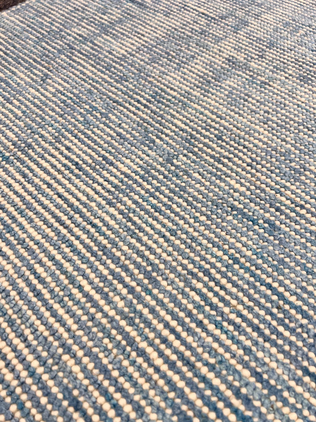 2x3 Hand-Tufted Wool & bamboo silk Accent Rug Stripe Pattern Modern Denim Ivory Textured Small Wool Entryway, kitchen area, unique doormat