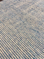 2x3 Hand-Tufted Wool & bamboo silk Accent Rug Stripe Pattern Modern Denim Ivory Textured Small Wool Entryway, kitchen area, unique doormat