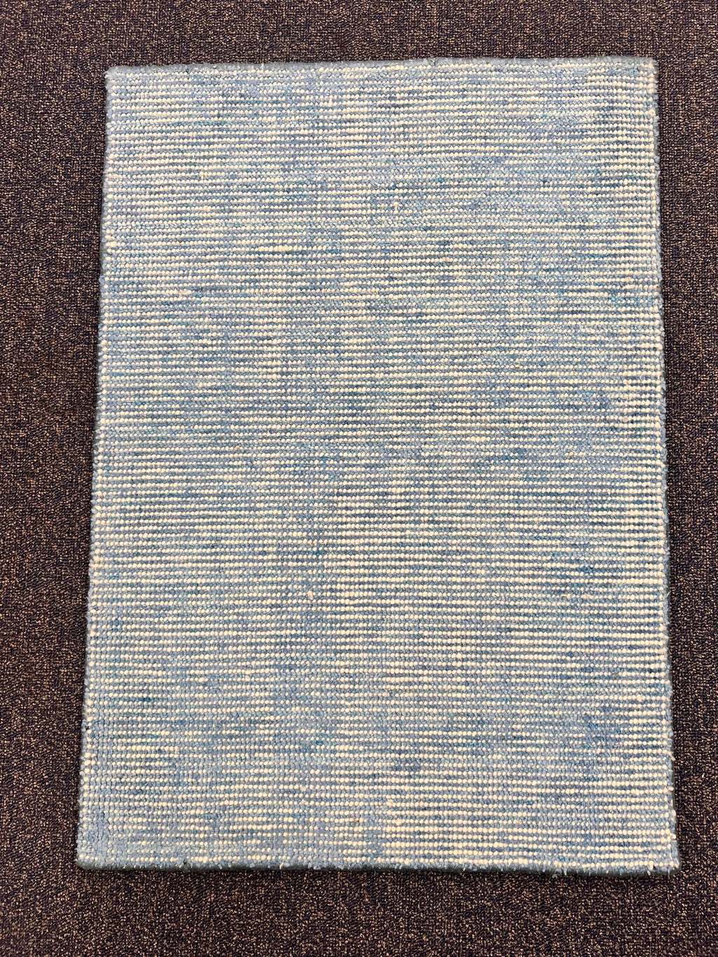 2x3 Hand-Tufted Wool & bamboo silk Accent Rug Stripe Pattern Modern Denim Ivory Textured Small Wool Entryway, kitchen area, unique doormat