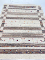 Handmade 6x8 Ivory Wool thick pile Gabbeh Rug