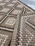 Handwoven Wool Jute Rug 3x5 brown & gray Diamond Geometric Area Rug