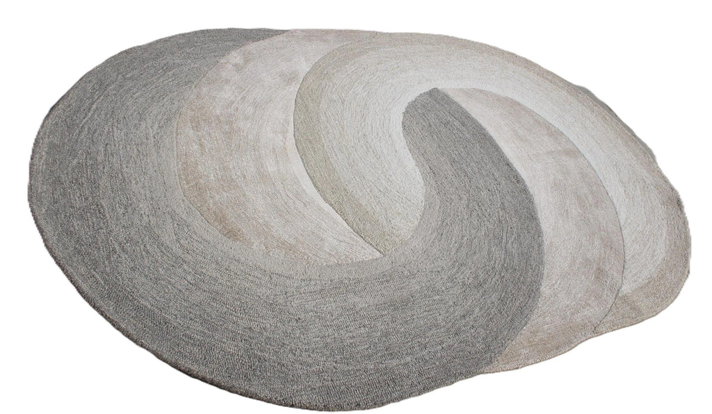 Abstract Swirl Hand-Tufted Wool Rug – Modern Neutral Art for Your Floor