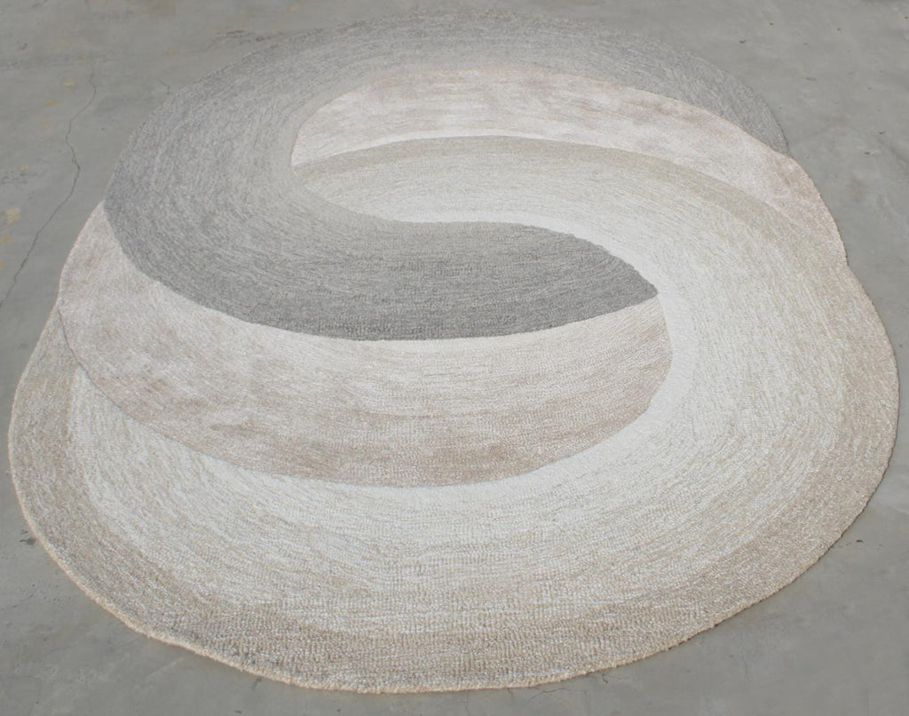 Abstract Swirl Hand-Tufted Wool Rug – Modern Neutral Art for Your Floor