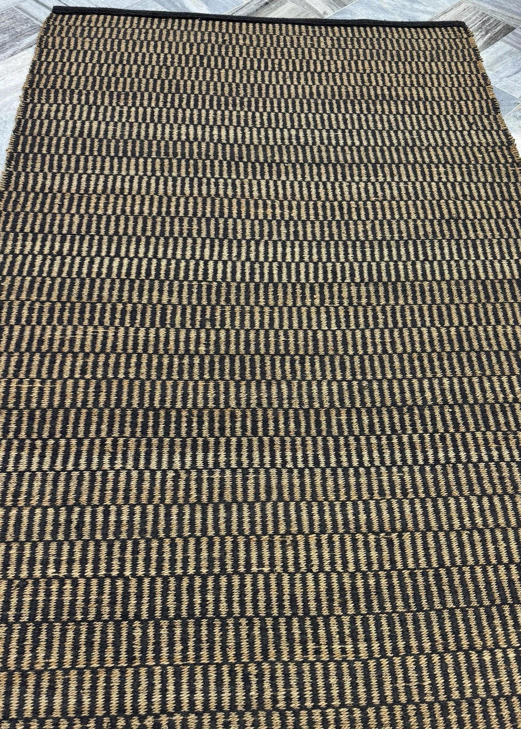 5x8 Handwoven Jute Rug , Unique Geometric Kilim Style Area Rug