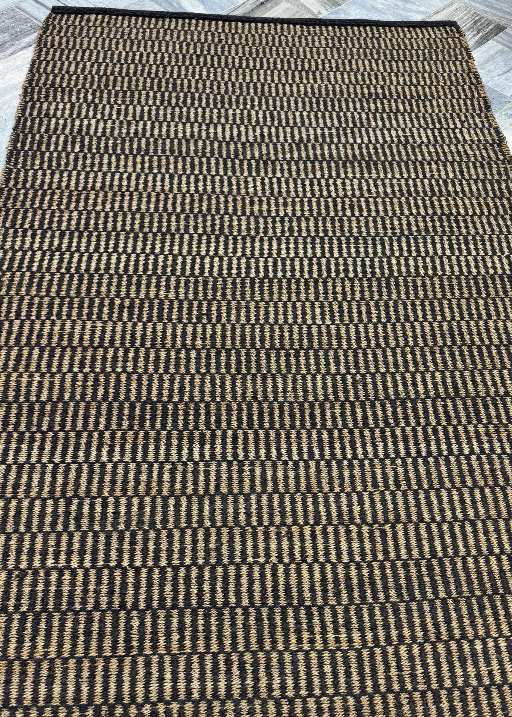 5x8 Handwoven Jute Rug , Unique Geometric Kilim Style Area Rug